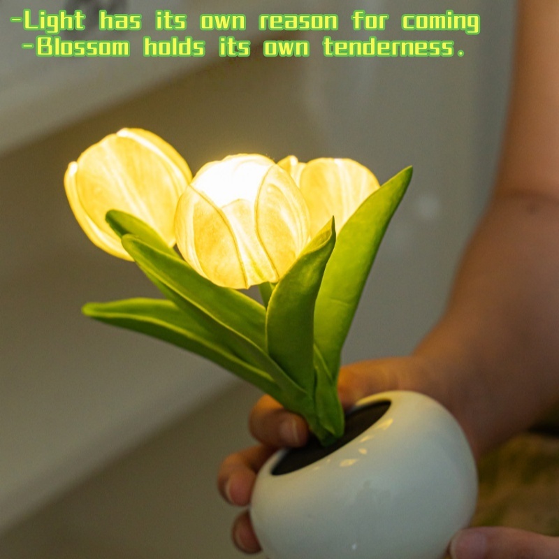 Tulip Lamp - LED Replica Tulip Table Lamp With Flower Vase For Desktop Decoration,Suitable For Home,living Room,desktop Decoration,holiday Gifts,atmosphere Decoration Lamps,Powered By USB – Image 2