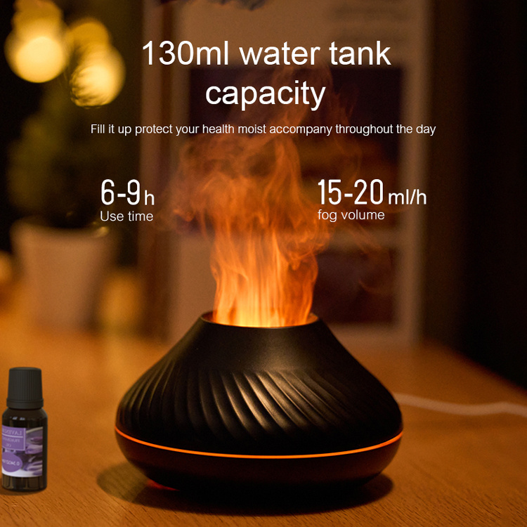 Newest RGB Flame Aroma Diffuser 130Ml 3d Colorful Flame Humidifier Fire Volcano Diffuser Flame – Image 6