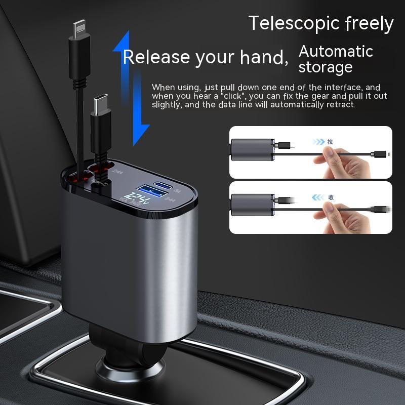 Metal Car Charger 100W Super Fast Charging Car Cigarette Lighter USB And TYPE-C Adapter – Image 4