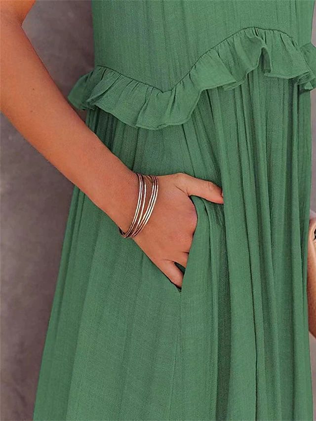 Summer Vacation Style Halter Neck Long Dresses Women Fashion Backless Leace-up Loose Ruffles Beach Dress Elegant Ladies Vestidos – Image 6