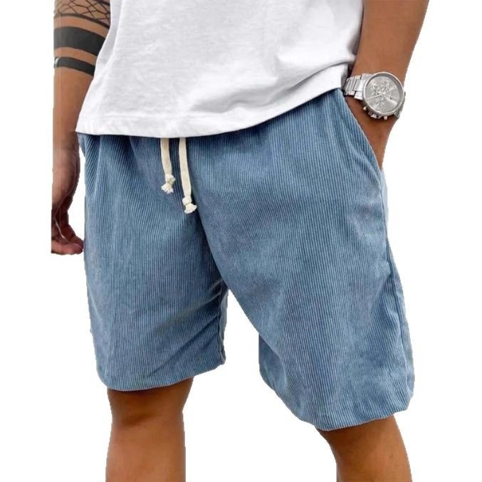 Men's Corduroy Shorts With Drawstring Fashion Casual Pockets Pants Summer – Image 9