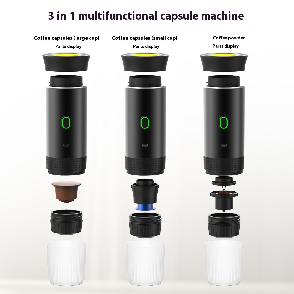 Electric Grinder Coffee Travel Handy 3 In1 Espresso Portable Coffee Espresso Maker Machine Cafe Portable Capsule Coffee Machine Kitchen Gadgets – Image 2