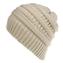 Mixed Color Knitted Wool Hat Ladies Non-labeled Ponytail Hat – Image 2