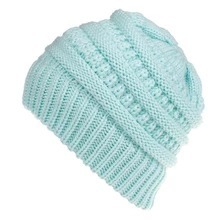 Mixed Color Knitted Wool Hat Ladies Non-labeled Ponytail Hat – Image 6