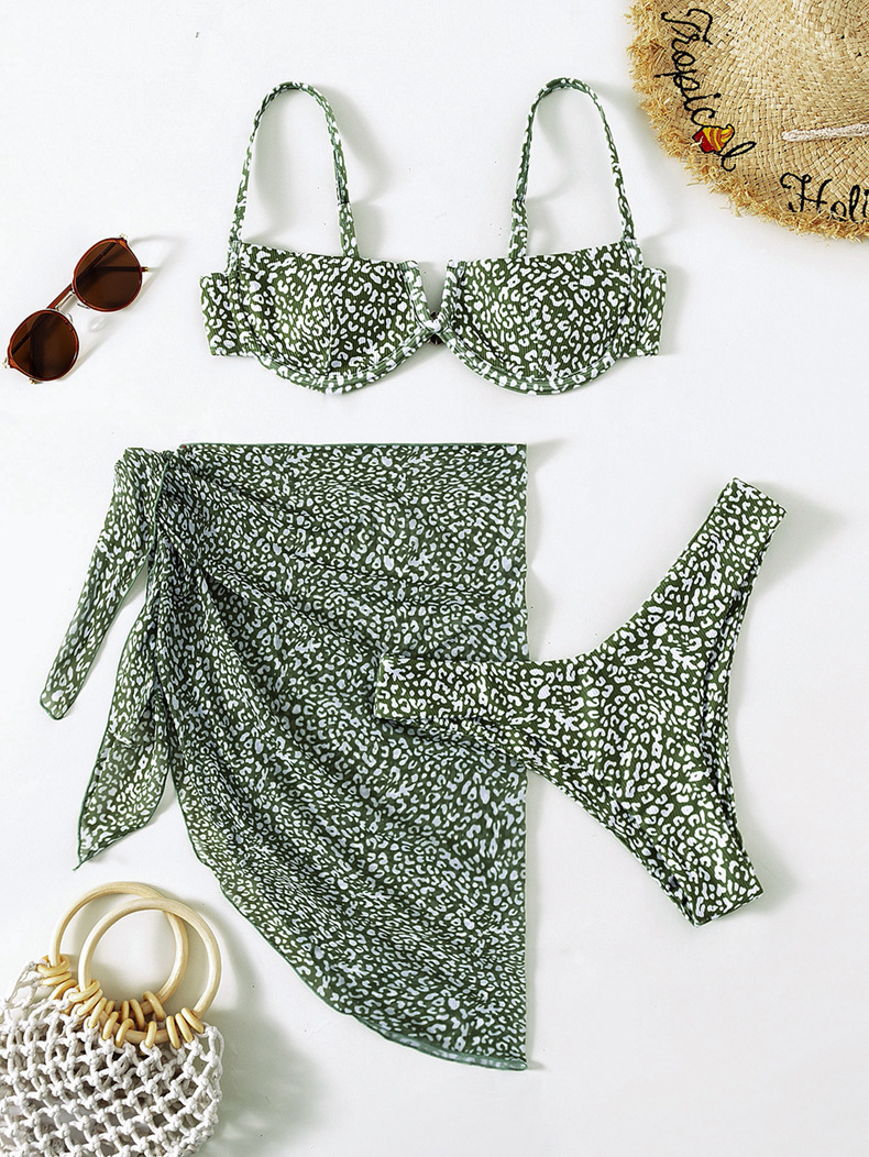 Three-piece Floral Bikini Beach Dress – Image 2