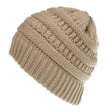 Mixed Color Knitted Wool Hat Ladies Non-labeled Ponytail Hat – Image 4