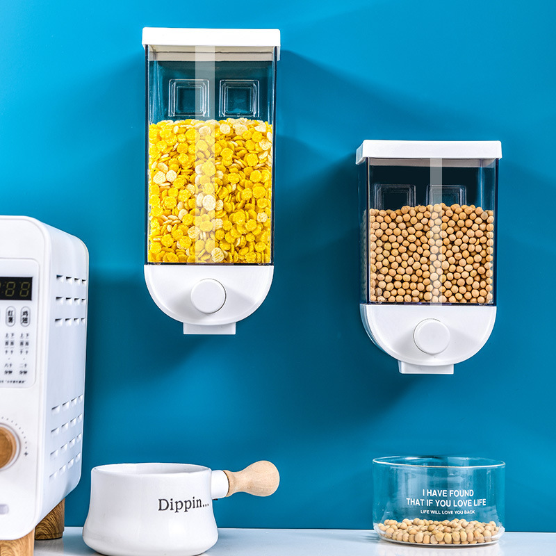 Kitchen Food Storage Easy Press Container Cereal Dispenser Wall Mounted Food Storage Box – Image 5