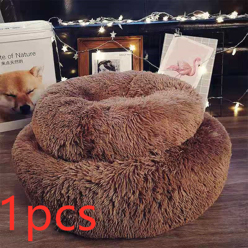 Dog Beds For Small Dogs Round Plush Cat Litter Kennel Pet Nest Mat Puppy Beds – Image 3