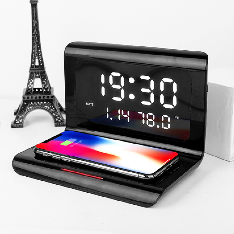 Wireless Charger Alarm Clock Creative Perpetual Calendar Temperature and Humidity Wireless Charge 10W Fast Charge – Image 4