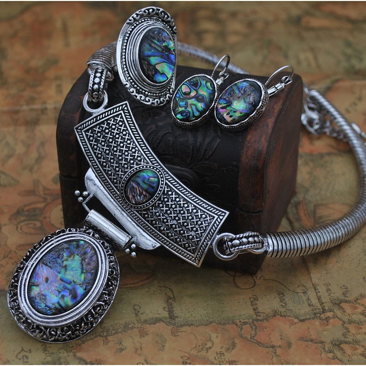 Three-piece ring earrings neck jewelry – Image 5