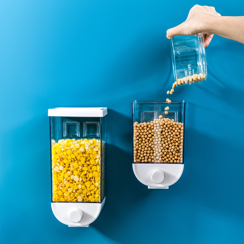Kitchen Food Storage Easy Press Container Cereal Dispenser Wall Mounted Food Storage Box – Image 2