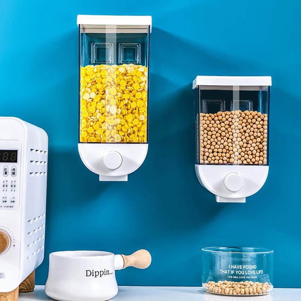 Kitchen Food Storage Easy Press Container Cereal Dispenser Wall Mounted Food Storage Box – Image 4