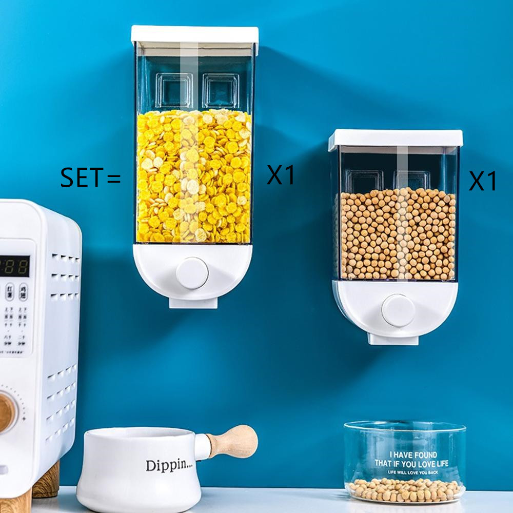 Kitchen Food Storage Easy Press Container Cereal Dispenser Wall Mounted Food Storage Box – Image 9