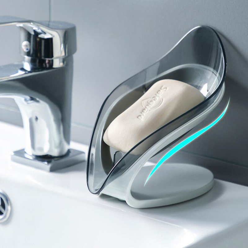 Bathroom Soap Holder Leaf Shape Soap Box Kitchen Dish Storage Box Non-slip Drain Soap Storage Case Container Bathroom Accessorie – Image 2