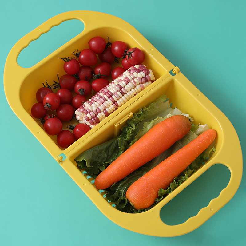 Folding Drain Basket Leaking Fruit Box Vegetable Container Drain Rack Sink with Handle Storage Baskets – Image 4