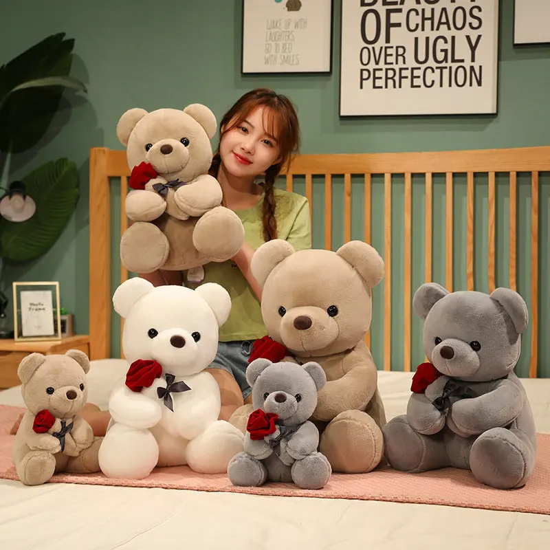 23-45cm New Lovely Hug Roses Teddy Bear Plush Pillow Stuffed Soft Animal Dolls Nice Birthday Gift Girlfriend Valentine's Day – Image 7