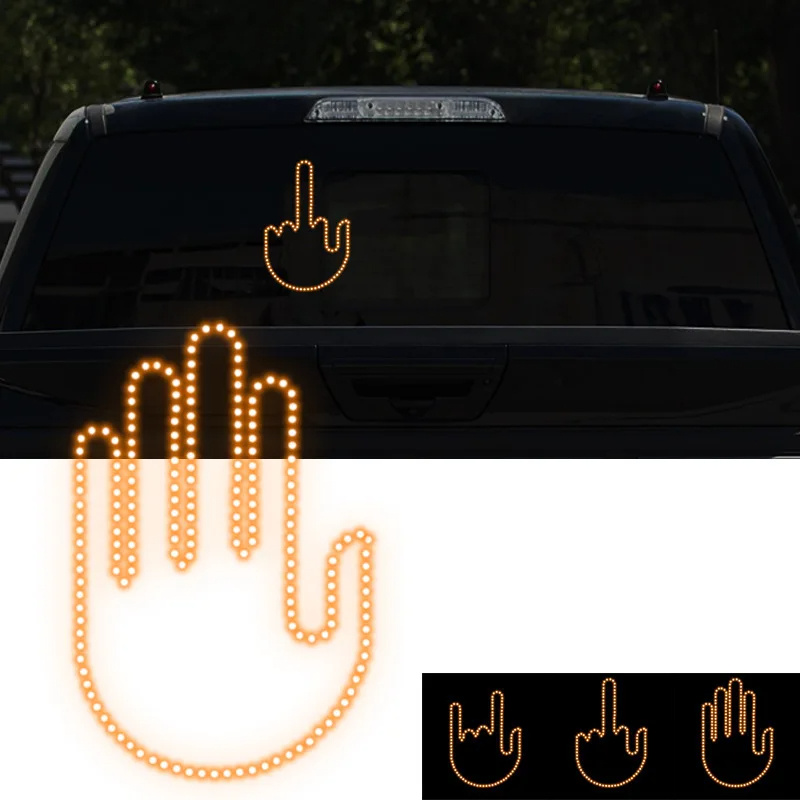 Funny New LED Illuminated Gesture Light Car Finger Light With Remote Road Rage Signs Middle Finger Gesture Light Hand Lamp – Image 2