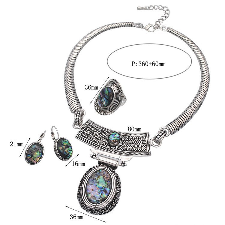Three-piece ring earrings neck jewelry – Image 3