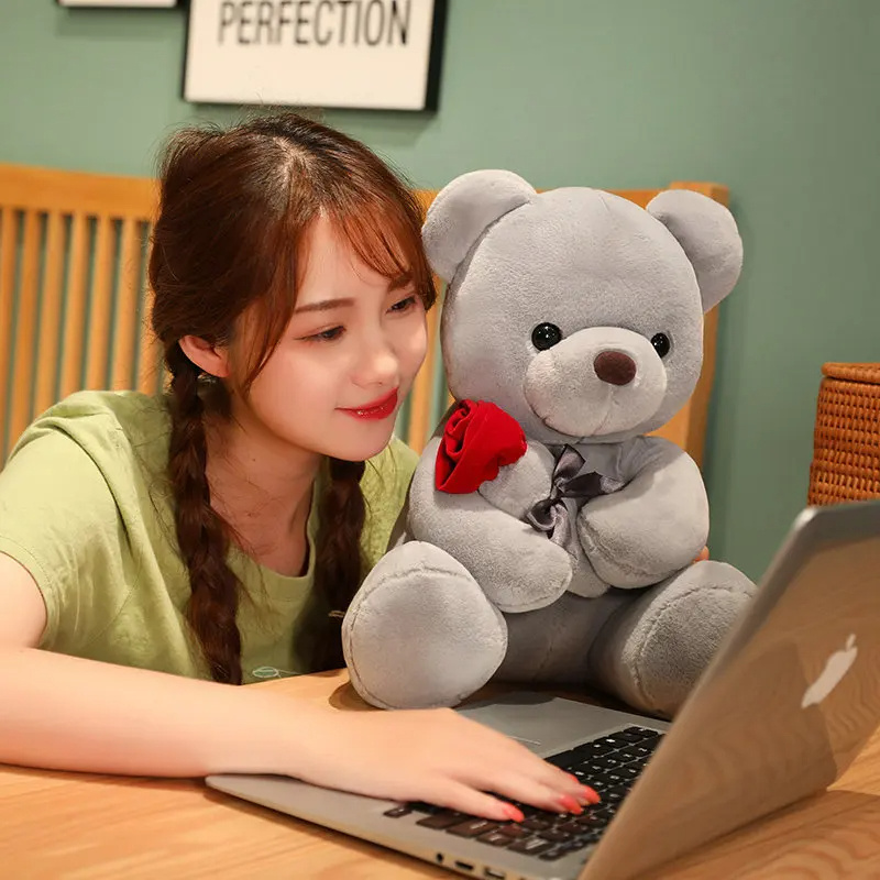 23-45cm New Lovely Hug Roses Teddy Bear Plush Pillow Stuffed Soft Animal Dolls Nice Birthday Gift Girlfriend Valentine's Day – Image 4