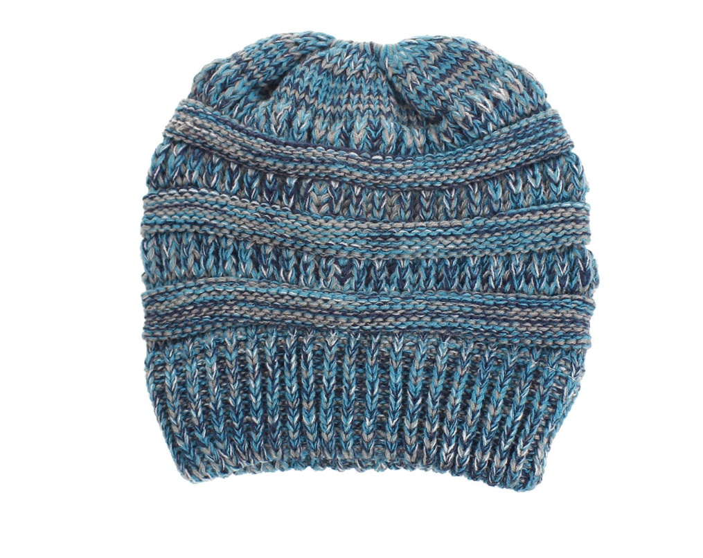 Mixed Color Knitted Wool Hat Ladies Non-labeled Ponytail Hat – Image 9