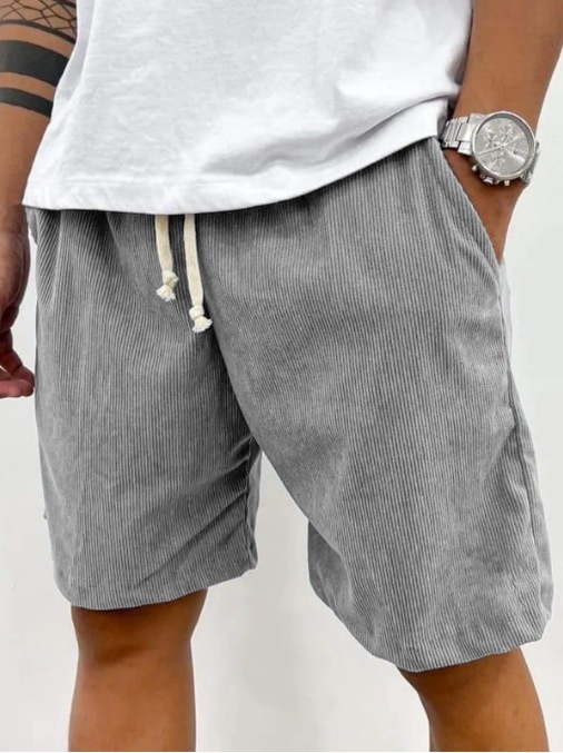 Men's Corduroy Shorts With Drawstring Fashion Casual Pockets Pants Summer – Image 6