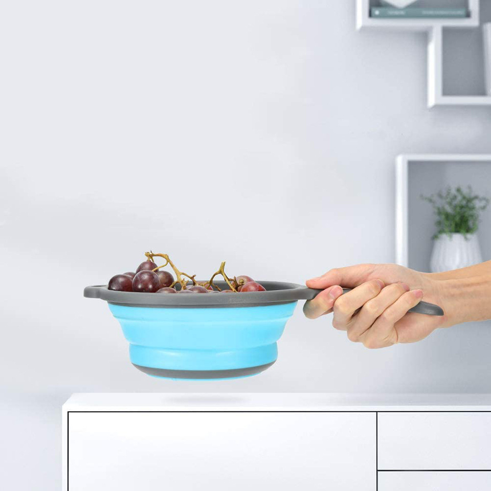 Foldable Silicone Colander Fruit Vegetable Washing Drain Basket Strainer Kitchen Collapsible Silicone Colander Baskets – Image 4