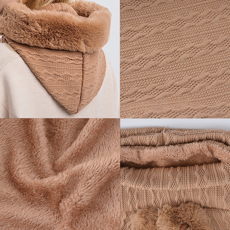 Winter Thick Plush Hat With Scarf Windproof Warm Knit Hats Hooded For Women – Image 10
