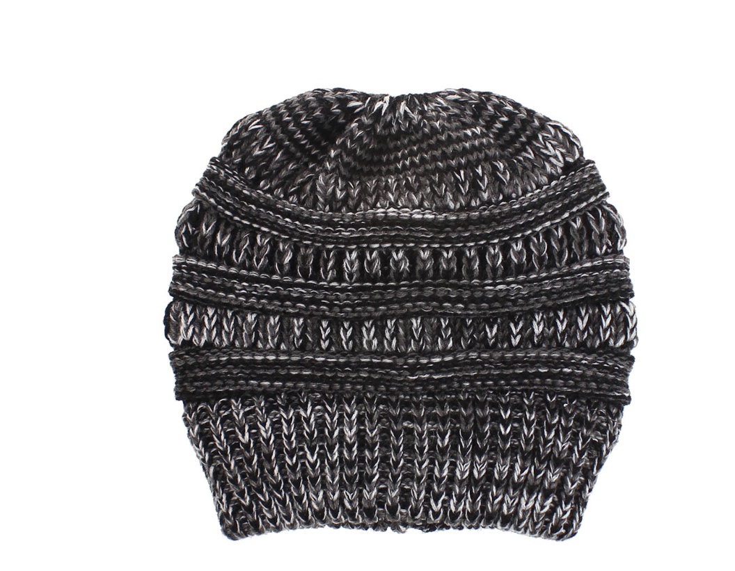 Mixed Color Knitted Wool Hat Ladies Non-labeled Ponytail Hat – Image 5