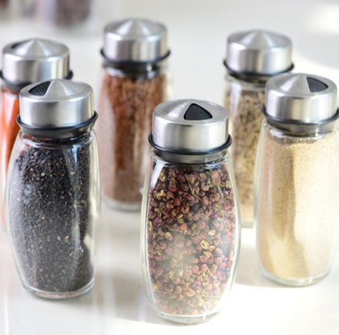 7pcs/set Condiment Set Pepper and Salt Cruet glass Kitchen Spice Rack Set,6pcs Jars + 1pc Rack,cooking tools high quality. – Image 4