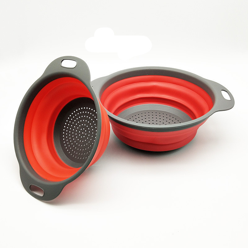 Foldable Silicone Colander Fruit Vegetable Washing Drain Basket Strainer Kitchen Collapsible Silicone Colander Baskets – Image 2