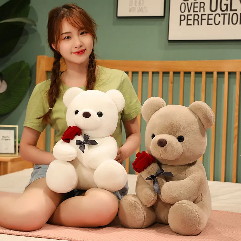 23-45cm New Lovely Hug Roses Teddy Bear Plush Pillow Stuffed Soft Animal Dolls Nice Birthday Gift Girlfriend Valentine's Day – Image 5