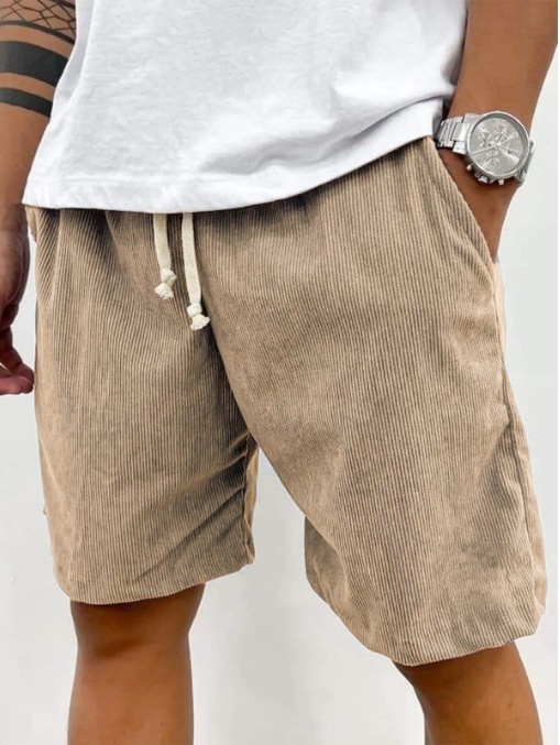 Men's Corduroy Shorts With Drawstring Fashion Casual Pockets Pants Summer – Image 10