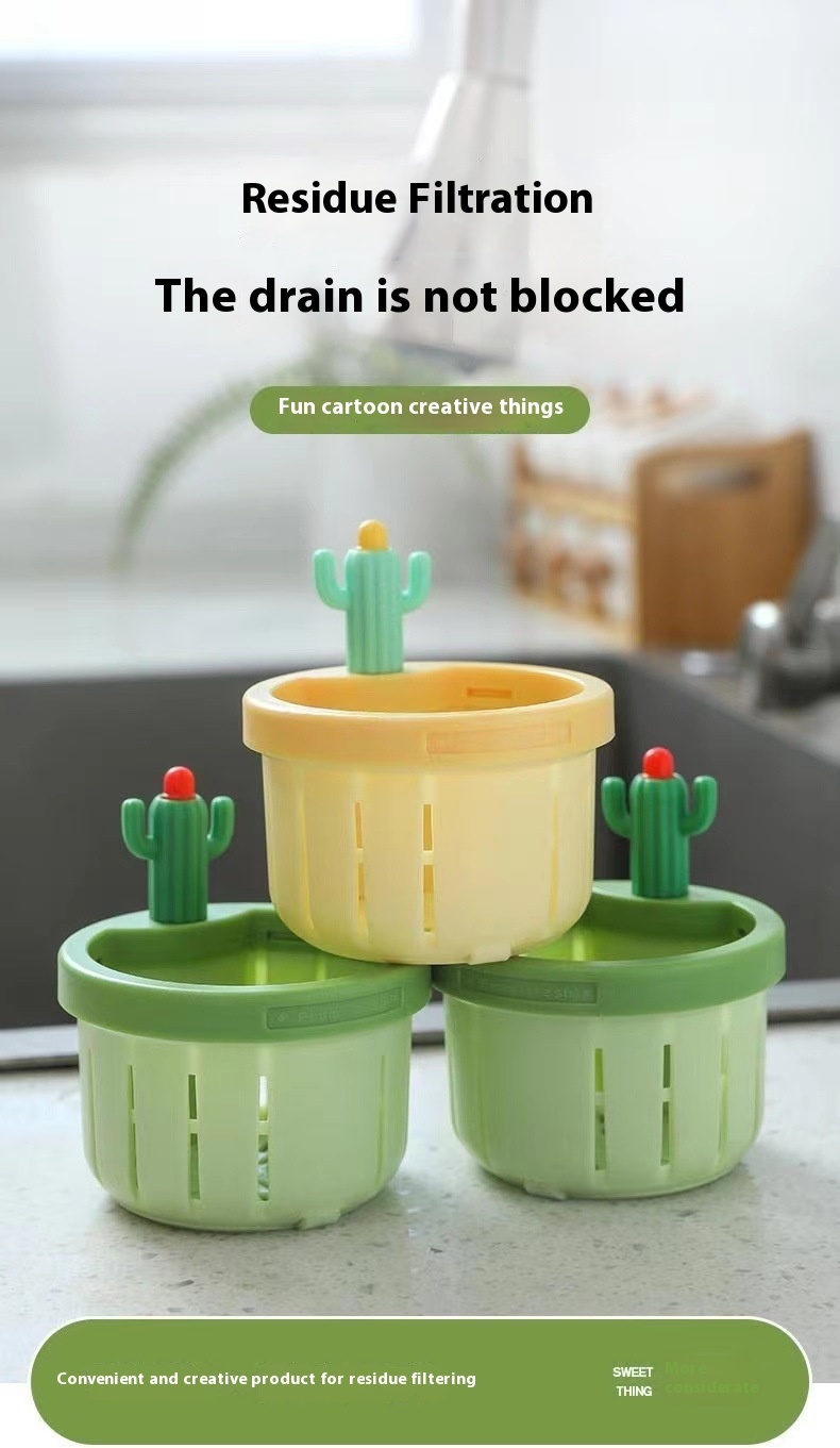 Cactus Sink Drain Strainer Press Automatic Dumping Basket Multi-functional Use Filter Net For Tub Kitchen Waste Collector Kitchen Gadgets – Image 5