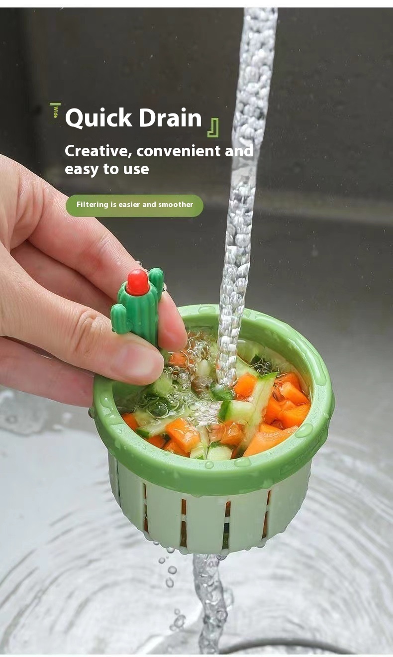 Cactus Sink Drain Strainer Press Automatic Dumping Basket Multi-functional Use Filter Net For Tub Kitchen Waste Collector Kitchen Gadgets – Image 3