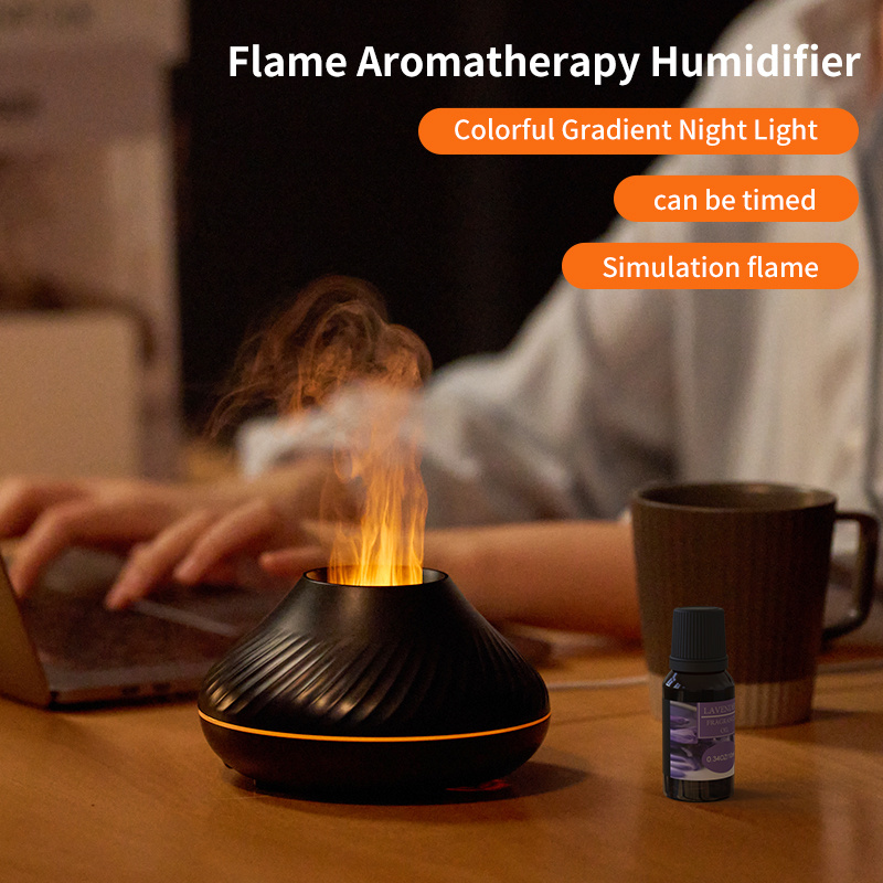 Newest RGB Flame Aroma Diffuser 130Ml 3d Colorful Flame Humidifier Fire Volcano Diffuser Flame – Image 7