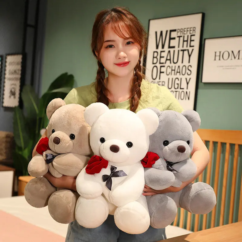 23-45cm New Lovely Hug Roses Teddy Bear Plush Pillow Stuffed Soft Animal Dolls Nice Birthday Gift Girlfriend Valentine's Day – Image 2