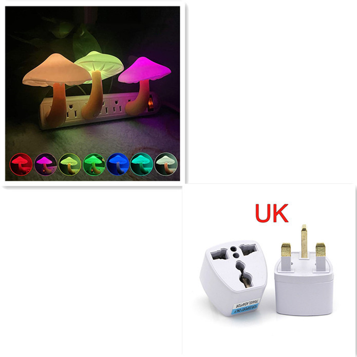 LED Night Light Mushroom Wall Socket Lamp EU US Plug Warm White Light-control Sensor Bedroom Light Home Decoration – Image 3