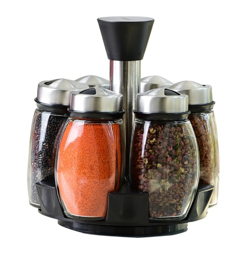 7pcs/set Condiment Set Pepper and Salt Cruet glass Kitchen Spice Rack Set,6pcs Jars + 1pc Rack,cooking tools high quality. – Image 2