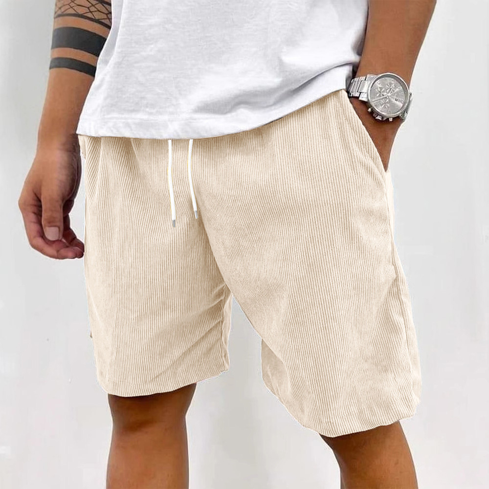 Men's Corduroy Shorts With Drawstring Fashion Casual Pockets Pants Summer – Image 2