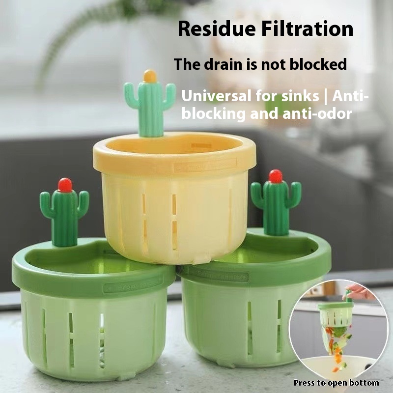 Cactus Sink Drain Strainer Press Automatic Dumping Basket Multi-functional Use Filter Net For Tub Kitchen Waste Collector Kitchen Gadgets – Image 7