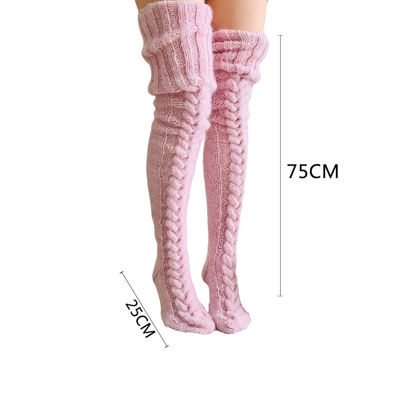 Winter Socks Over The Knee Lengthened Long Tube Knitted Pile Socks – Image 6
