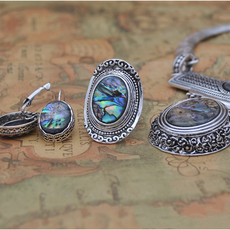 Three-piece ring earrings neck jewelry – Image 2