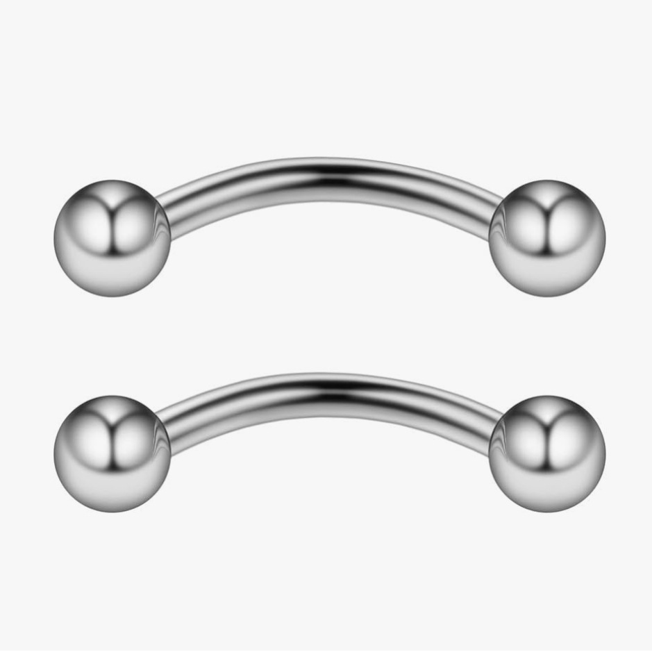 Stainless Steel Brow Nail Curved Rod Ball Piercing Jewelry