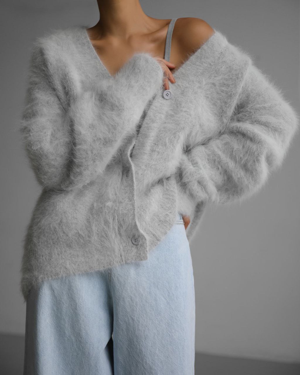 Loose V-neck Button Cardigan Fall Winter Fashion Single Breasted Knitted Sweater Top Women's Clothing – Image 3