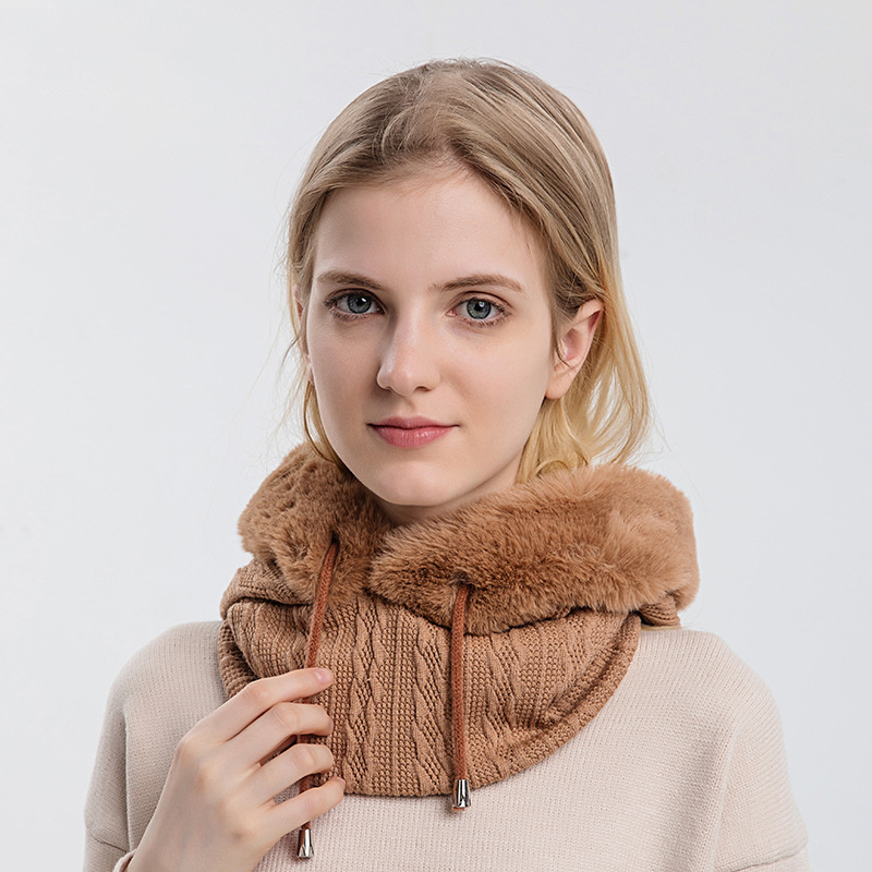 Winter Thick Plush Hat With Scarf Windproof Warm Knit Hats Hooded For Women – Image 7