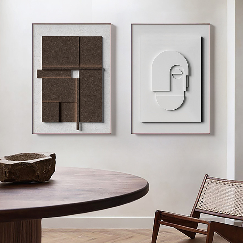 Three-dimensional Abstract Silent Style Geometric Morandi Hanging Painting – Image 6