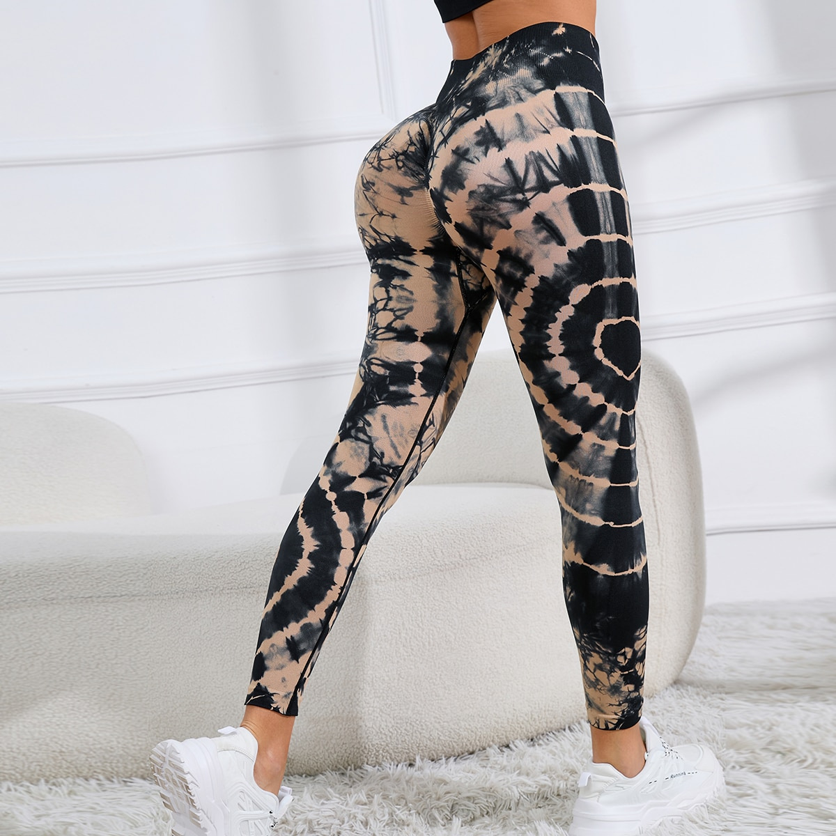 New Tie Dye Printed Yoga Pants Women Seamless High Waist Hip Lifting Fitness Running Sports Leggings – Image 4