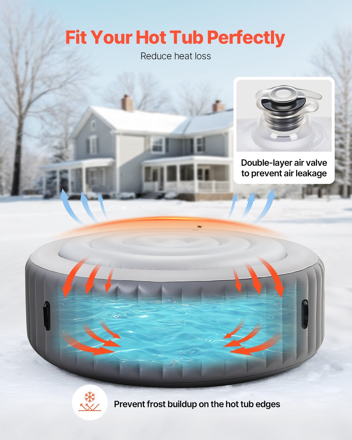 Inflatable Hot Tub Cover 4.5ft Round Lid Weatherproof And Waterproof White – Image 3