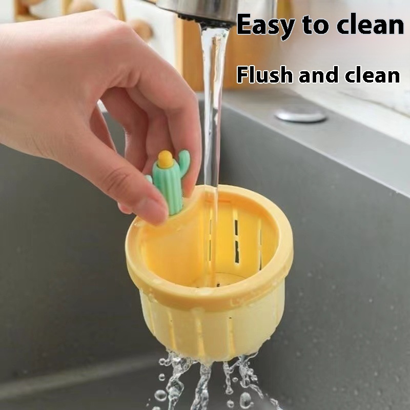 Cactus Sink Drain Strainer Press Automatic Dumping Basket Multi-functional Use Filter Net For Tub Kitchen Waste Collector Kitchen Gadgets – Image 4