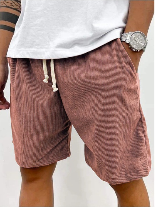 Men's Corduroy Shorts With Drawstring Fashion Casual Pockets Pants Summer – Image 3